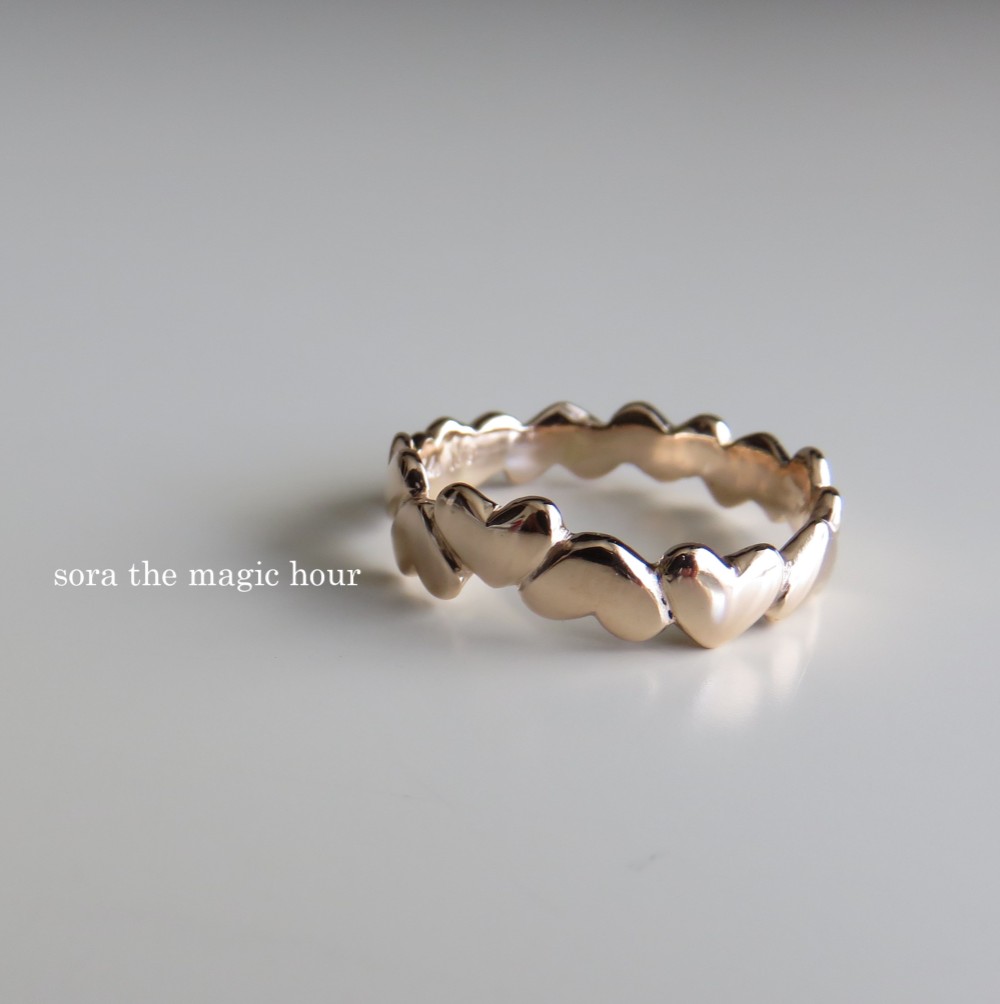 K18ゴールドのハート♥ピンキーリング　つけっぱなしゴールドリング普段使いのジュエリー【受注生産】