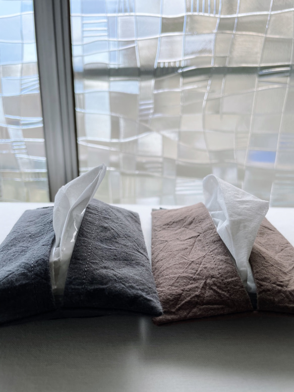3個時尚的口袋紙巾套（木炭，黑色，灰色） 第2張的照片