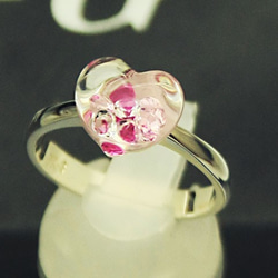 Bijou Heart Glass Ring S Red Color 第2張的照片