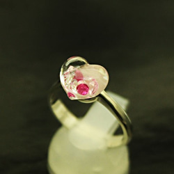 Bijou Heart Glass Ring S Red Color 第3張的照片