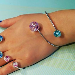 Spiral Bijou Bangle L Iceblue&Rosepink Color 3枚目の画像