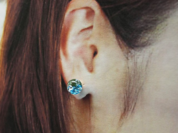 Bijou玻璃耳環冰藍色限量特價 第3張的照片