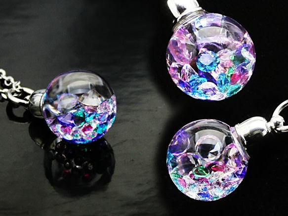 新作Bijou glass Ball Pendant L 　クリア系マルチミックスカラー 5枚目の画像