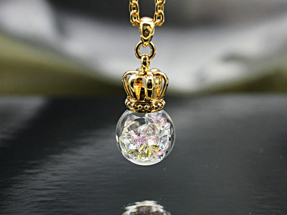 Bijou glass ball Gold Crown S Pendant ライトストーンカラー 1枚目の画像