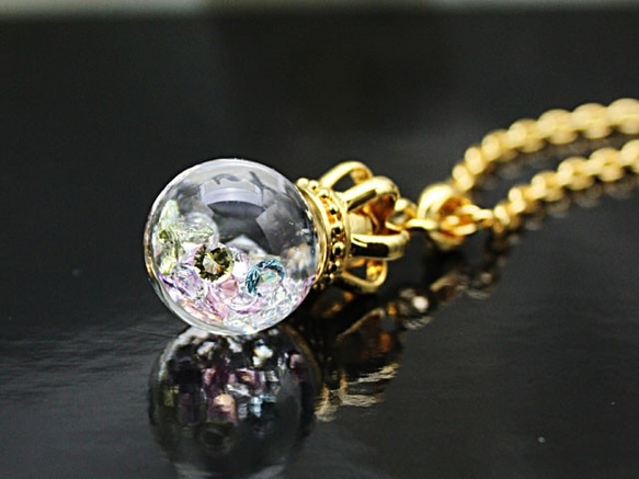 Bijou glass ball Gold Crown S Pendant 淺寶石色 第4張的照片