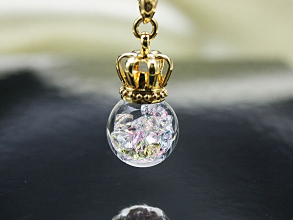 Bijou glass ball Gold Crown S Pendant 淺寶石色 第5張的照片