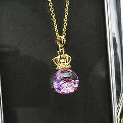 Bijou Glass Ball Gold Crown S Pendant パープルレッドストーンカラー 2枚目の画像