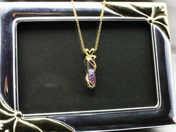 Bijou Glass Gold Twister Pendant パープルレッド・アイスブルーカラー 5枚目の画像