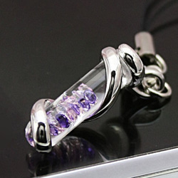 Bijou glass Silver Twister ストラップorイヤホンジャック パープルローズピンクカラー 7枚目の画像