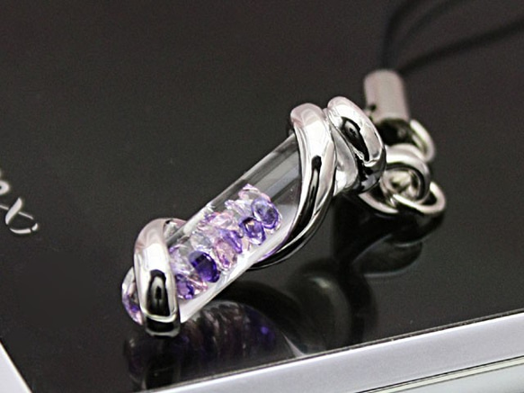 Bijou glass Silver Twister ストラップorイヤホンジャック パープルローズピンクカラー 7枚目の画像