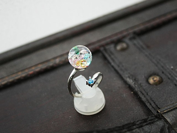 新的珠寶玻璃球銀戒指 第4張的照片