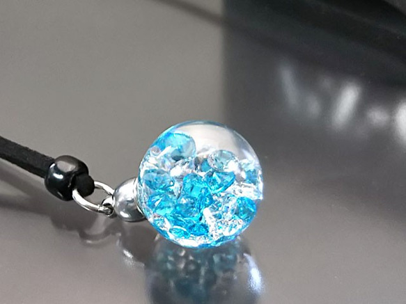 珠寶玻璃球吊墜L群青藍色免費送貨 第8張的照片