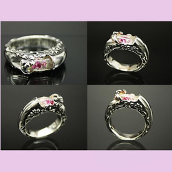 ロマンチックな月と桜の和柄デザイン　Silver Ring 月桜　送料無料 3枚目の画像