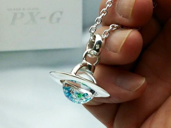 Big Saturn Pendant　Blue・IceBlue Color　～タヒチの海～ 2枚目の画像