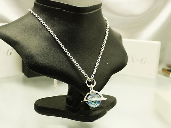 Big Saturn Pendant　Blue・IceBlue Color　～タヒチの海～ 5枚目の画像