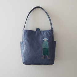 annco emboss leather onehandle bag (blue) 2枚目の画像