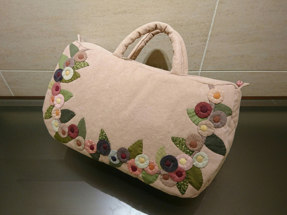 [袋工房] corocoro flower applique bag 1枚目の画像