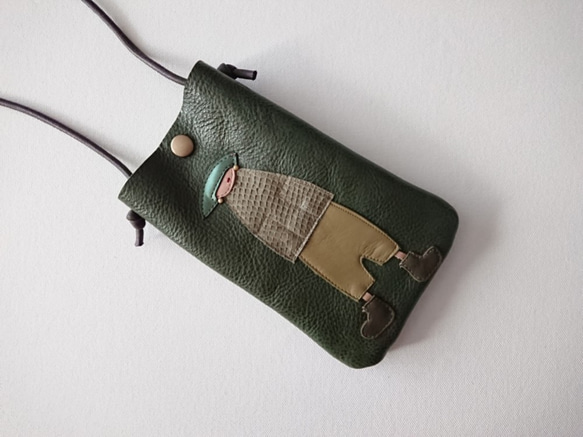 annco leather mobile case [moss green] 1枚目の画像