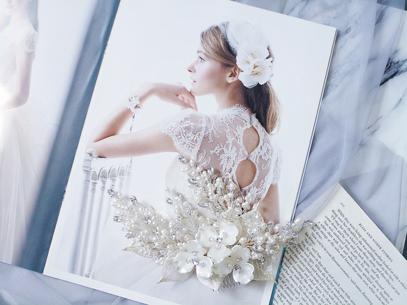 スワロフスキー追加 お花と小枝のヘッドドレス wedding 2枚目の画像