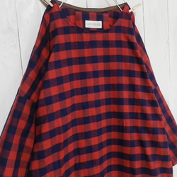 ブロックチェック【赤×紺】ネル☆ワンピース 6枚目の画像