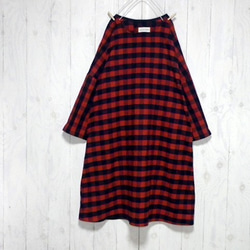 ブロックチェック【赤×紺】ネル☆ワンピース 2枚目の画像