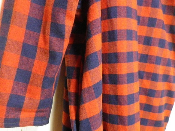 ブロックチェック【赤×紺】ネル☆ワンピース 4枚目の画像