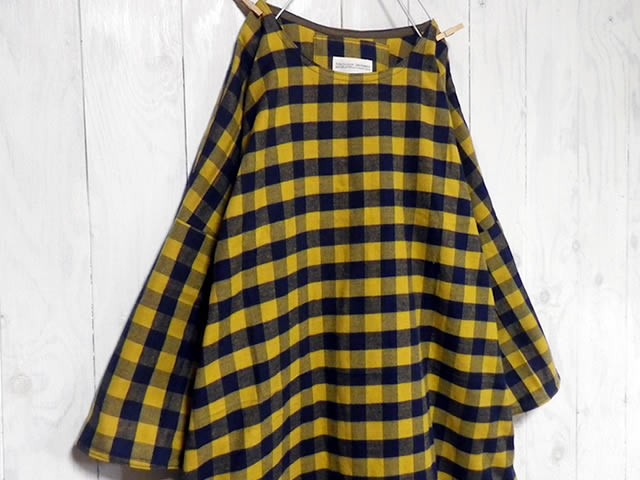 ブロックチェック【黄×紺】ネル☆ワンピース