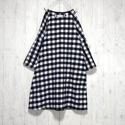 ブロックチェック【白×黒】ネル☆ワンピース 2枚目の画像