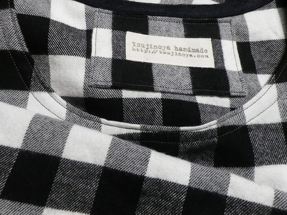 ブロックチェック【白×黒】ネル☆ワンピース 3枚目の画像