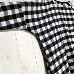 ブロックチェック【白×黒】ネル☆ワンピース 4枚目の画像