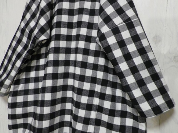 ブロックチェック【白×黒】ネル☆ワンピース 5枚目の画像