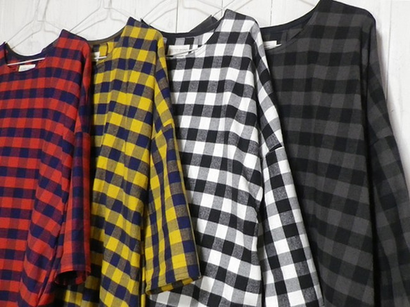 ブロックチェック【白×黒】ネル☆ワンピース 7枚目の画像