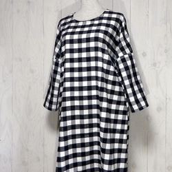 ブロックチェック【白×黒】ネル☆ワンピース 8枚目の画像