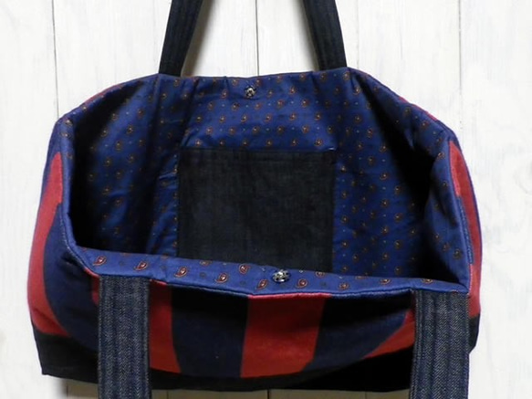 しましまトートBAG【RED×BLUE】 3枚目の画像