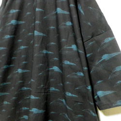 UFO☆円盤柄☆ブラック【コットン】ワンピース☆七分袖 4枚目の画像