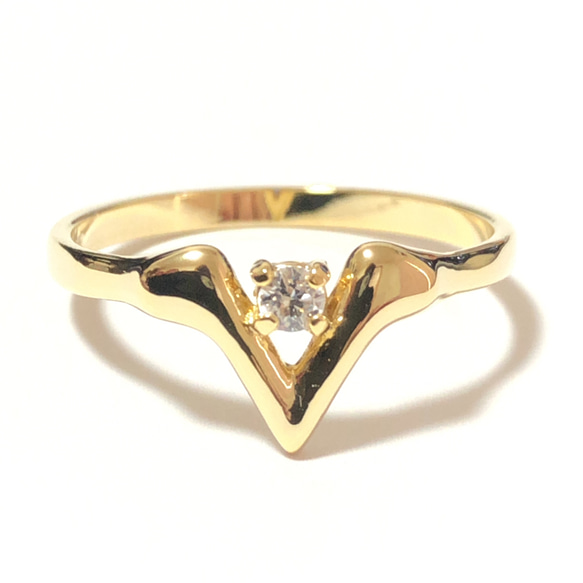 V Design Ring (ピンキーリング可能) 3枚目の画像