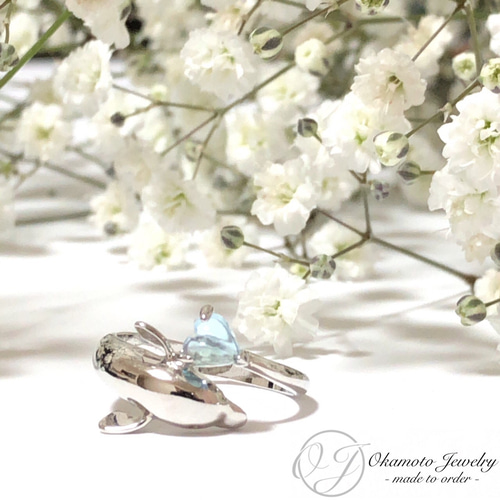 天然石】イルカとハートのリング 指輪・リング OKAMOTO JEWELRY
