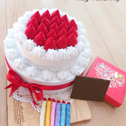 ☆受注製作☆ フェルトのシンプル二段ケーキ 二段ホールケーキ