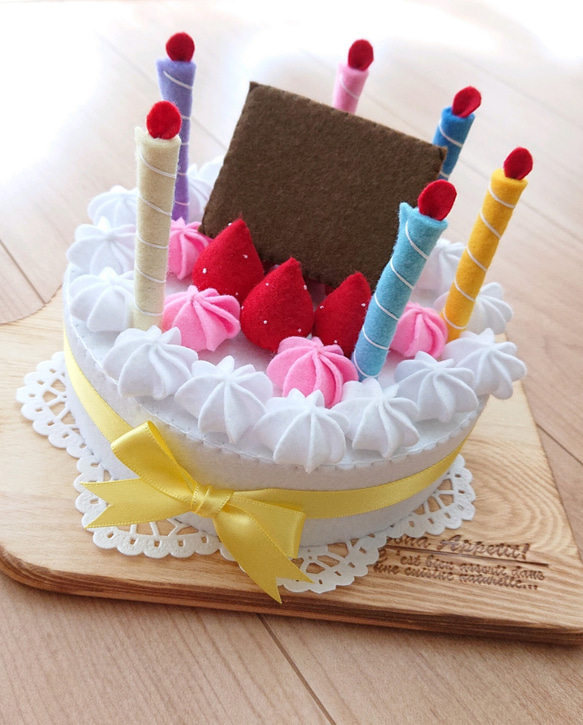 お誕生日ケーキ フェルトのケーキ フェルトのままごと ハーフ