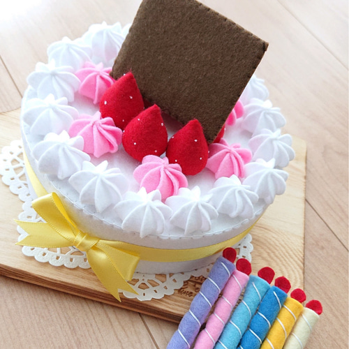 くるみ　お誕生会ケーキ(フェルト) フェルトのお誕生日ケーキ☆ホールケーキ 保育園 幼稚園 お誕生