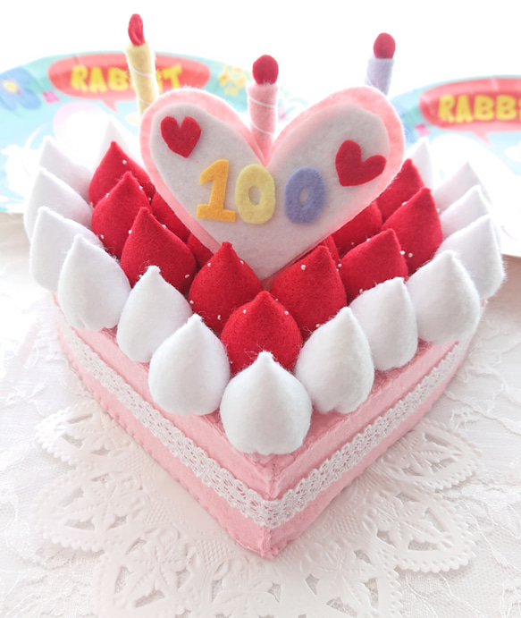 ★受注製作★百日祝いケーキ  お食い初めケーキ ハートケーキ 1枚目の画像