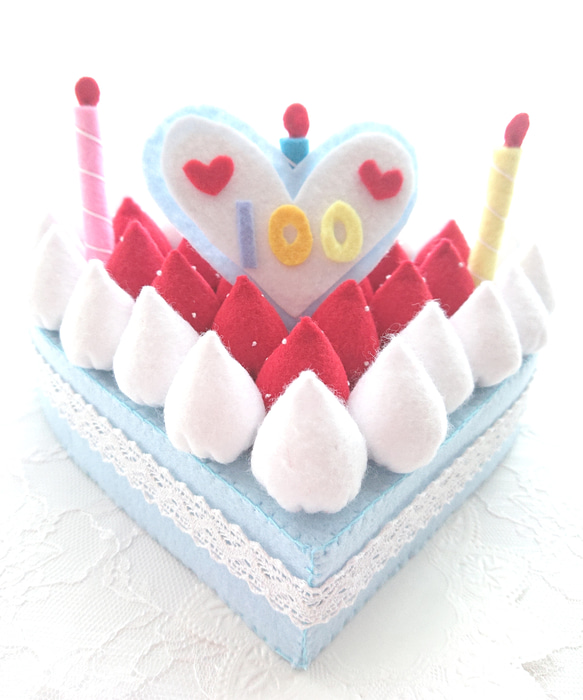 ★受注製作★百日祝いケーキ  お食い初めケーキ ハートケーキ 7枚目の画像