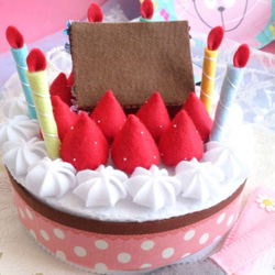 フェルトケーキ (ピンクドット帯柄)  アニバーサリーケーキ  ハーフバースデー 4枚目の画像
