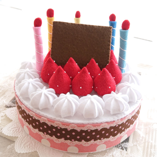 くるみ　お誕生会ケーキ(フェルト) フェルトのお誕生日ケーキ☆ホールケーキ 保育園 幼稚園 お誕生