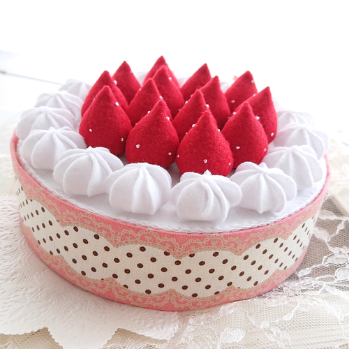 フェルトのケーキ バースデーケーキ フェルトのおままごと ハーフ