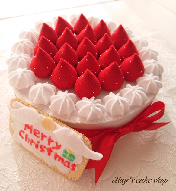 フェルトケーキ  クリスマスケーキ  苺盛り沢山ホールケーキ 1枚目の画像