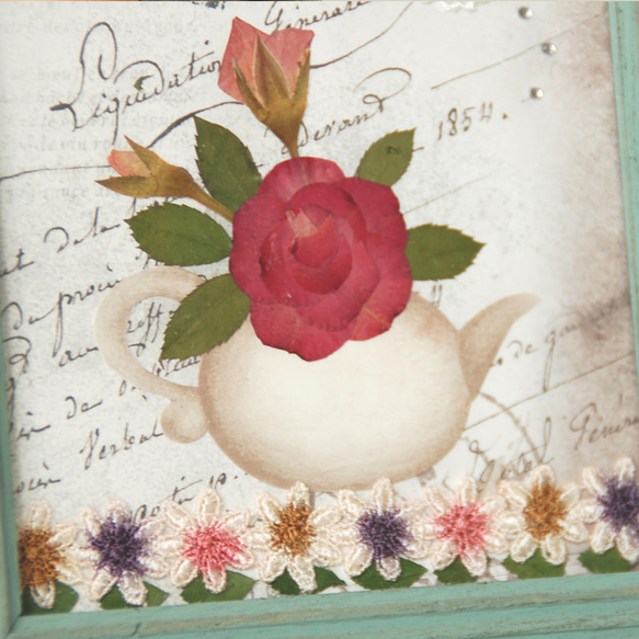 【送料無料】押し花アート・可愛い小さなバラの押し花額 2枚目の画像