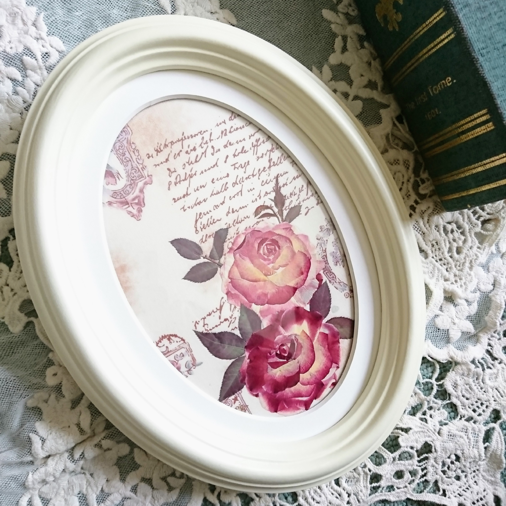 【送料無料】押し花アート・アンティークRose チャールストンの大人シックな押し花額