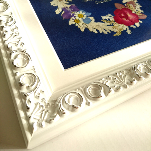 送料無料】押し花アート・ホワイトリーフが美しい ＊シロタエギクの