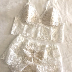 再販不可 ◆relax bra & shorts set #76-White 1枚目の画像